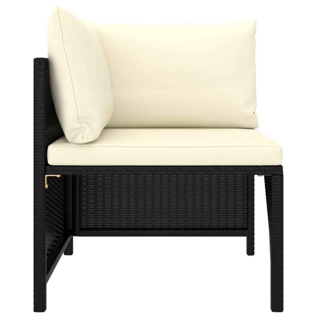 Helloshop26 - Salon de jardin meuble d'extérieur ensemble de mobilier 9 pièces avec coussins résine tressée noir - Imagen 6