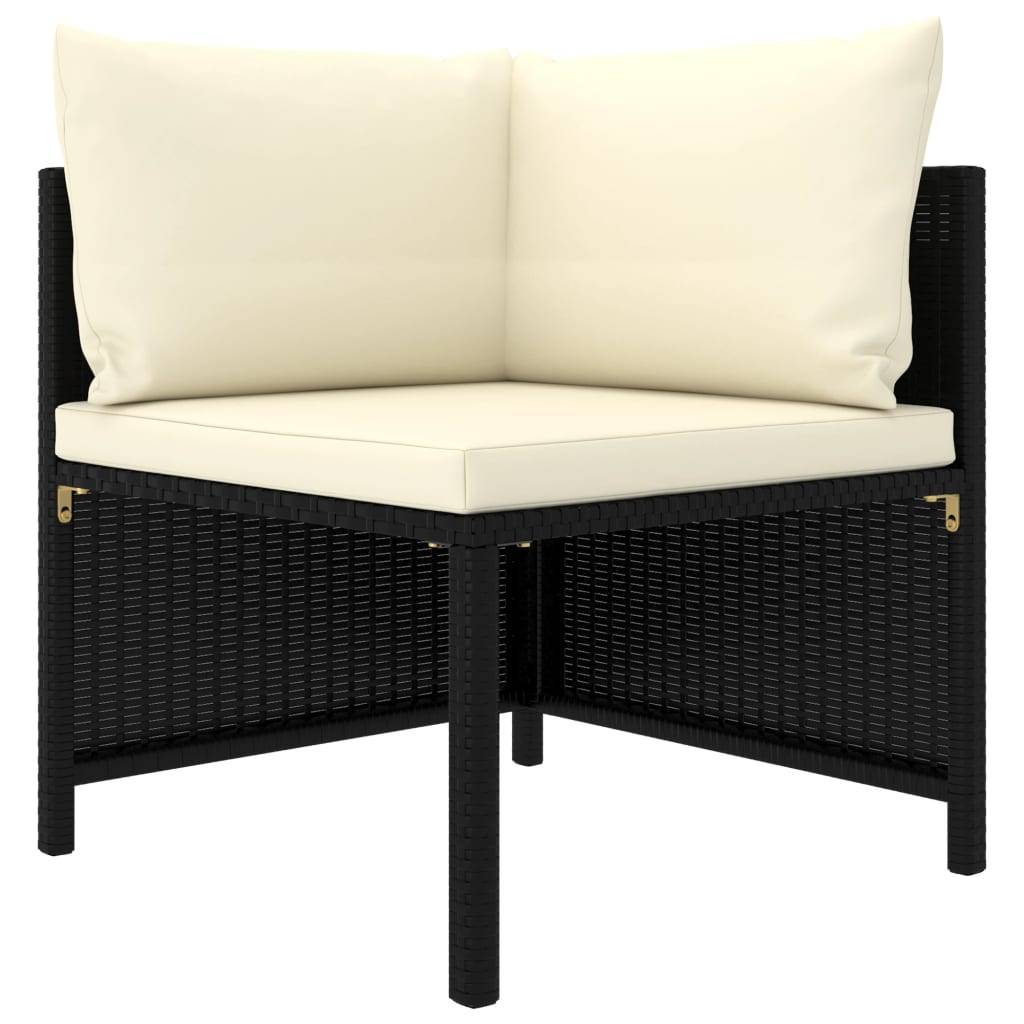 Helloshop26 - Salon de jardin meuble d'extérieur ensemble de mobilier 9 pièces avec coussins résine tressée noir - Imagen 2