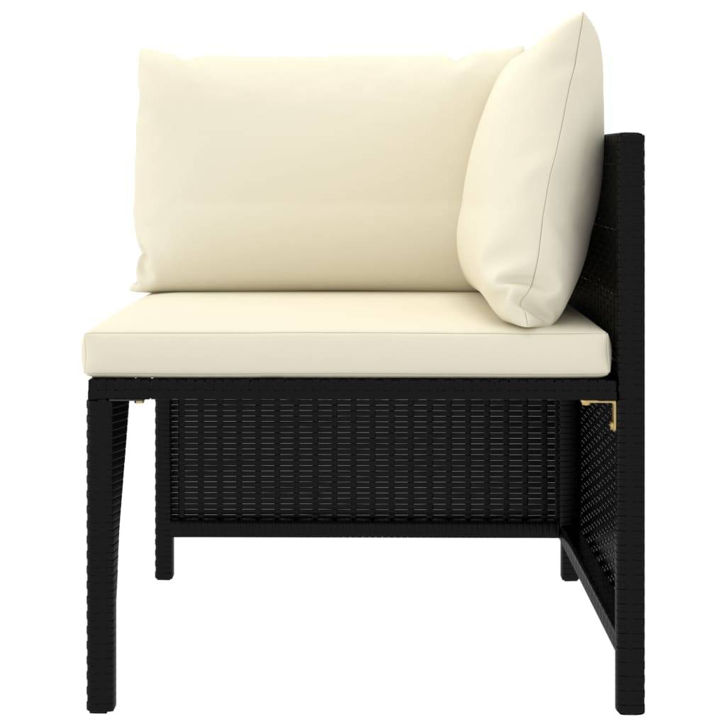 Helloshop26 - Salon de jardin meuble d'extérieur ensemble de mobilier 9 pièces avec coussins résine tressée noir - Imagen 3