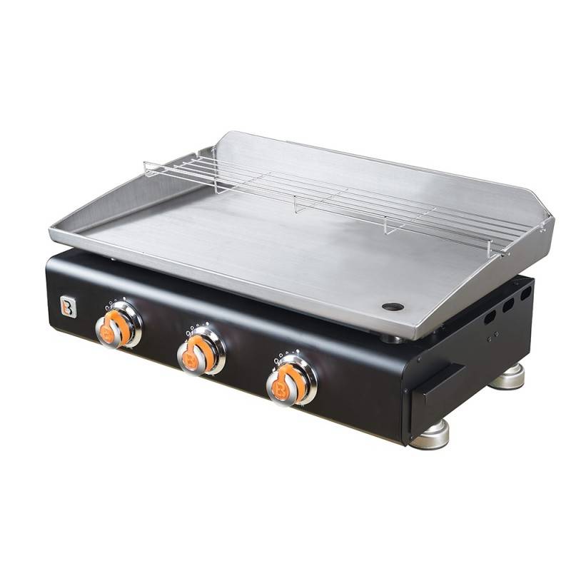Brasero - Plancha au gaz BRASERO Silvia II G - 3 Brûleurs - 67 x 34 cm - Inox, Noir - Imagen 1