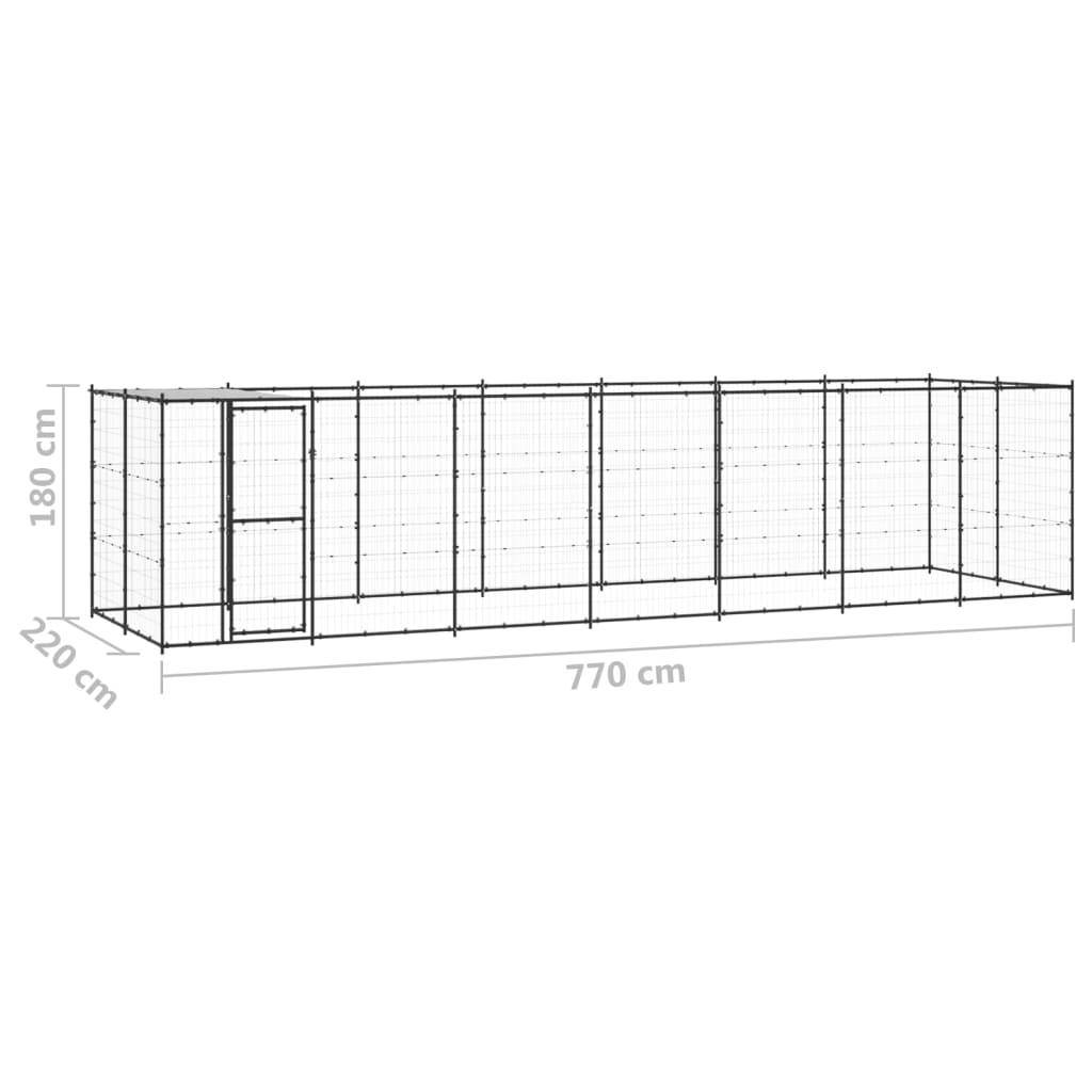 Helloshop26 - Chenil extérieur cage enclos parc animaux chien extérieur acier avec toit 16,94 m² - Imagen 2