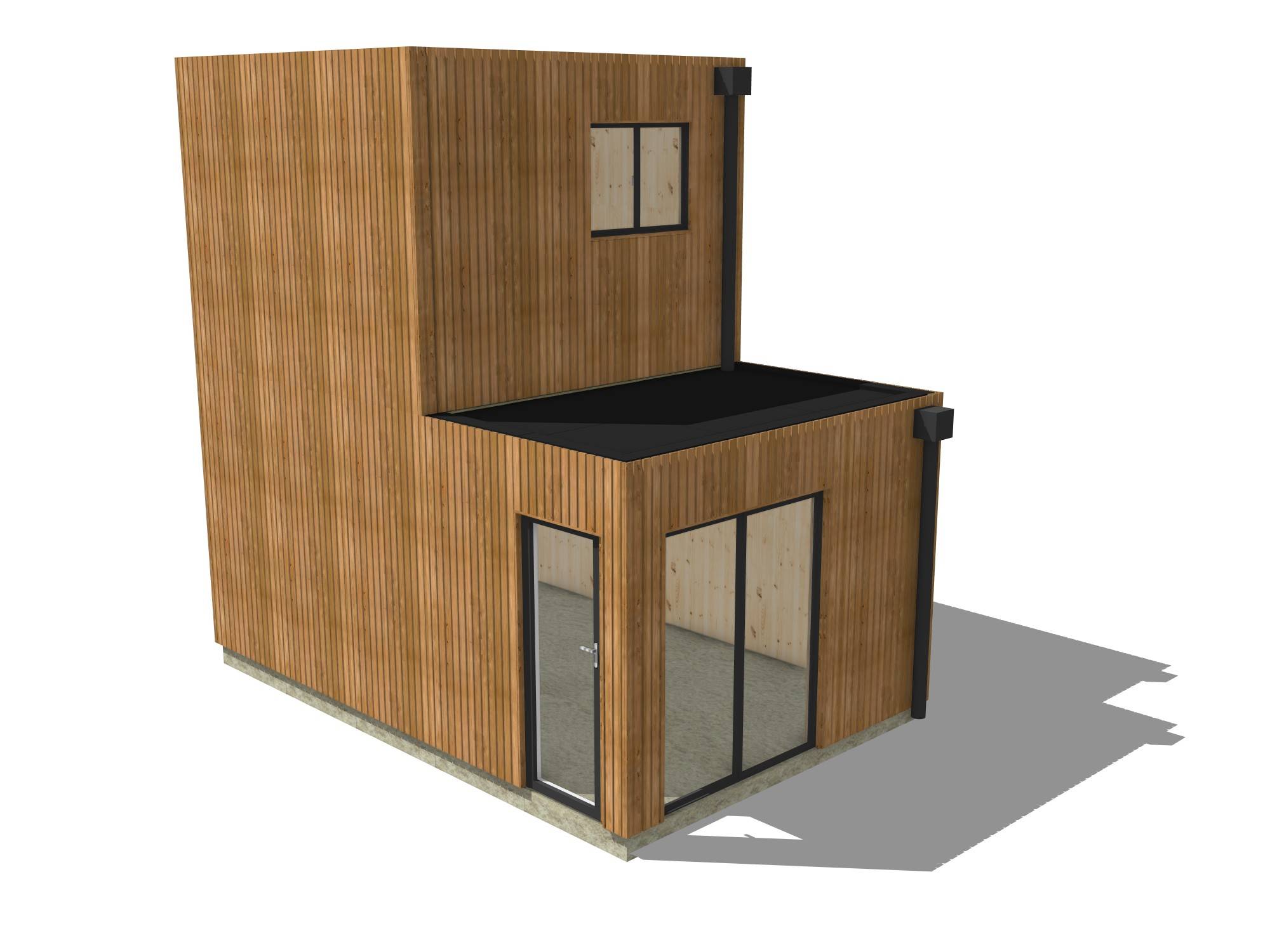 Studio de jardin bien isolé en bois 5,5 x 3,5 x 2,7 m / isolation RE2020 avec mezzanine et terrasse - Image 2