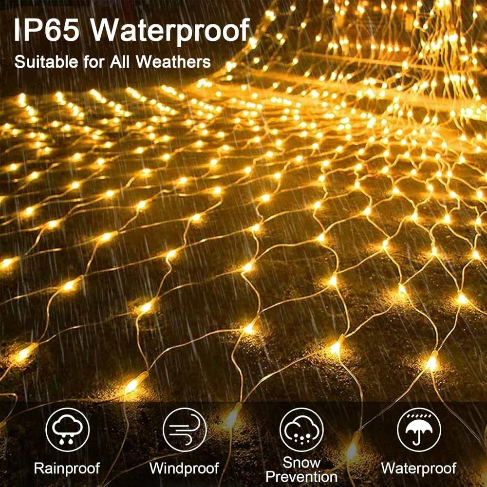 Filet Rideau Lumineux Extérieur Solaire 6 x 4m Guirlande lumineuse avec