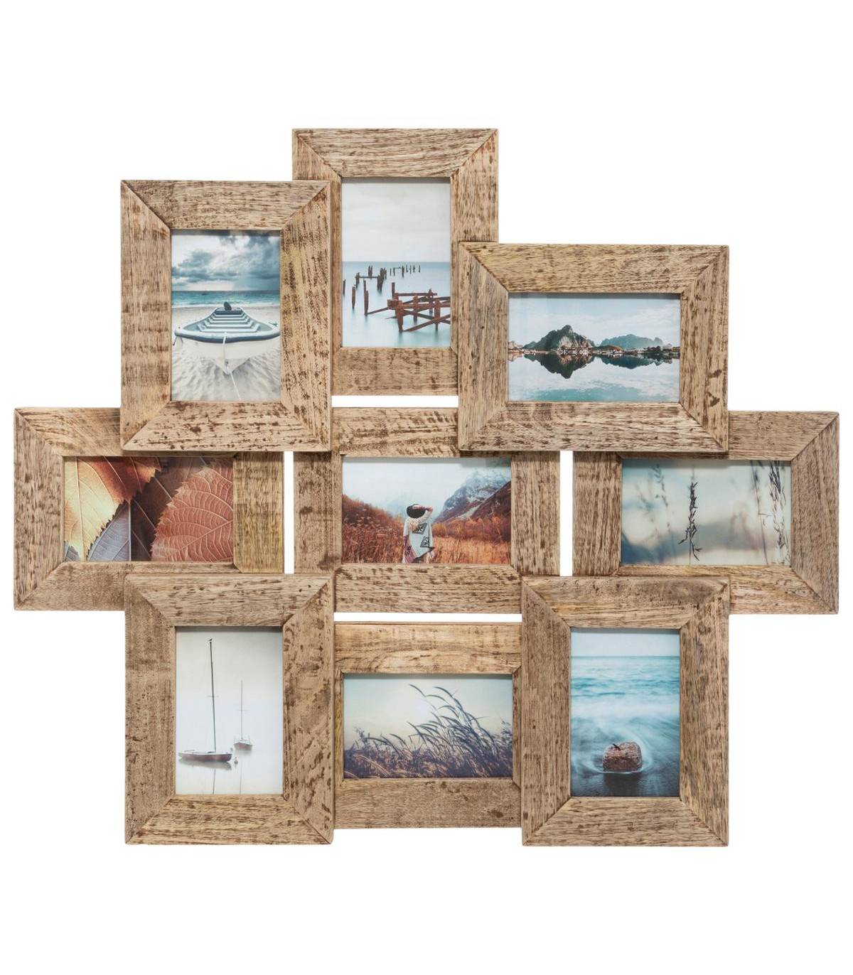 Cadre Pêle-mêle Multivues 9 photos en Bois de Manguier 69 x 60 cm - Imagen 1