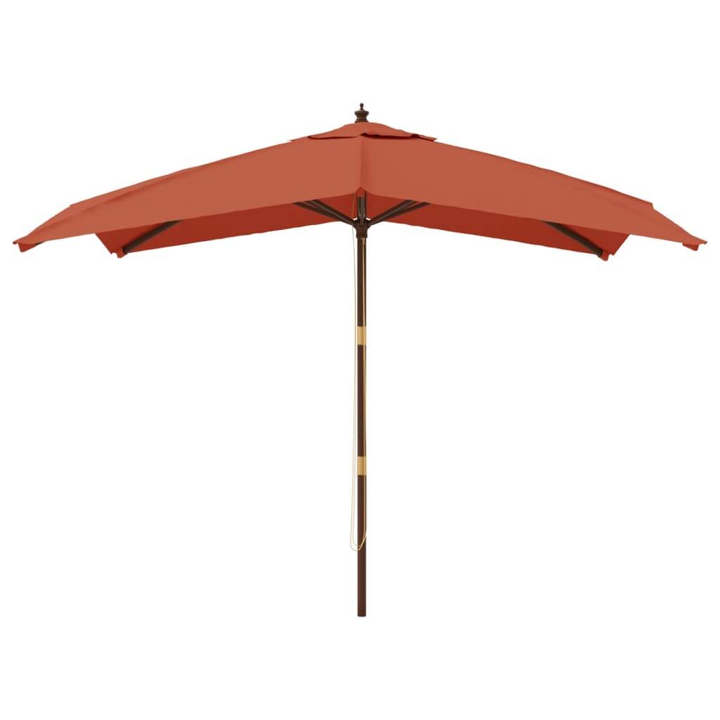 Helloshop26 - Parasol de jardin avec mât en bois 300 x 300 x 273 cm orange - Imagen 1