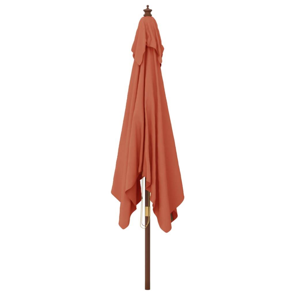 Helloshop26 - Parasol de jardin avec mât en bois 300 x 300 x 273 cm orange - Imagen 3