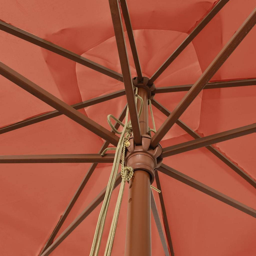 Helloshop26 - Parasol de jardin avec mât en bois 300 x 300 x 273 cm orange - Imagen 4