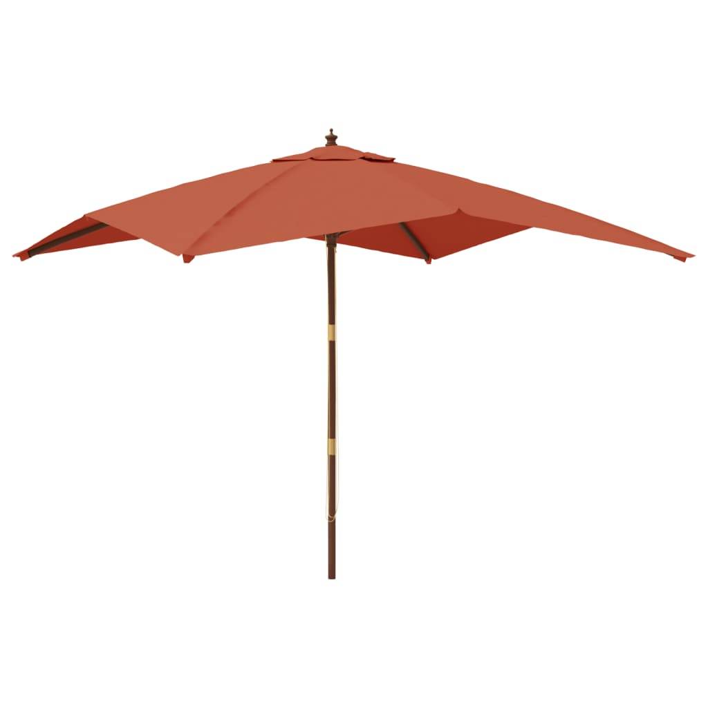 Helloshop26 - Parasol de jardin avec mât en bois 300 x 300 x 273 cm orange - Imagen 2