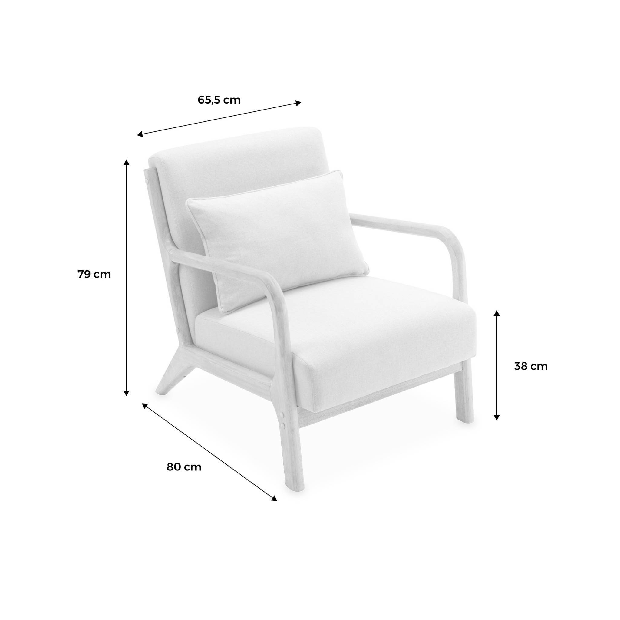 sweeek - Fauteuil à bouclettes blanches texturées. bois et tissu. 1 place droit fixe. pieds compas scandinave. structure en bois solide | sweeek - Image 4