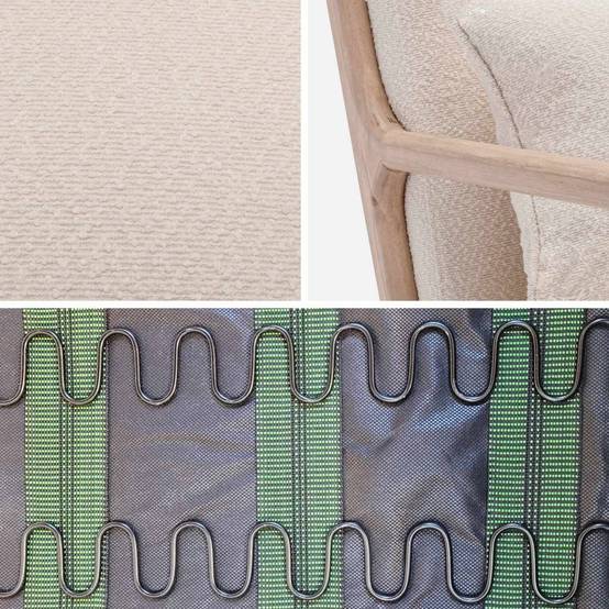 sweeek - Fauteuil à bouclettes blanches texturées. bois et tissu. 1 place droit fixe. pieds compas scandinave. structure en bois solide | sweeek - Image 7