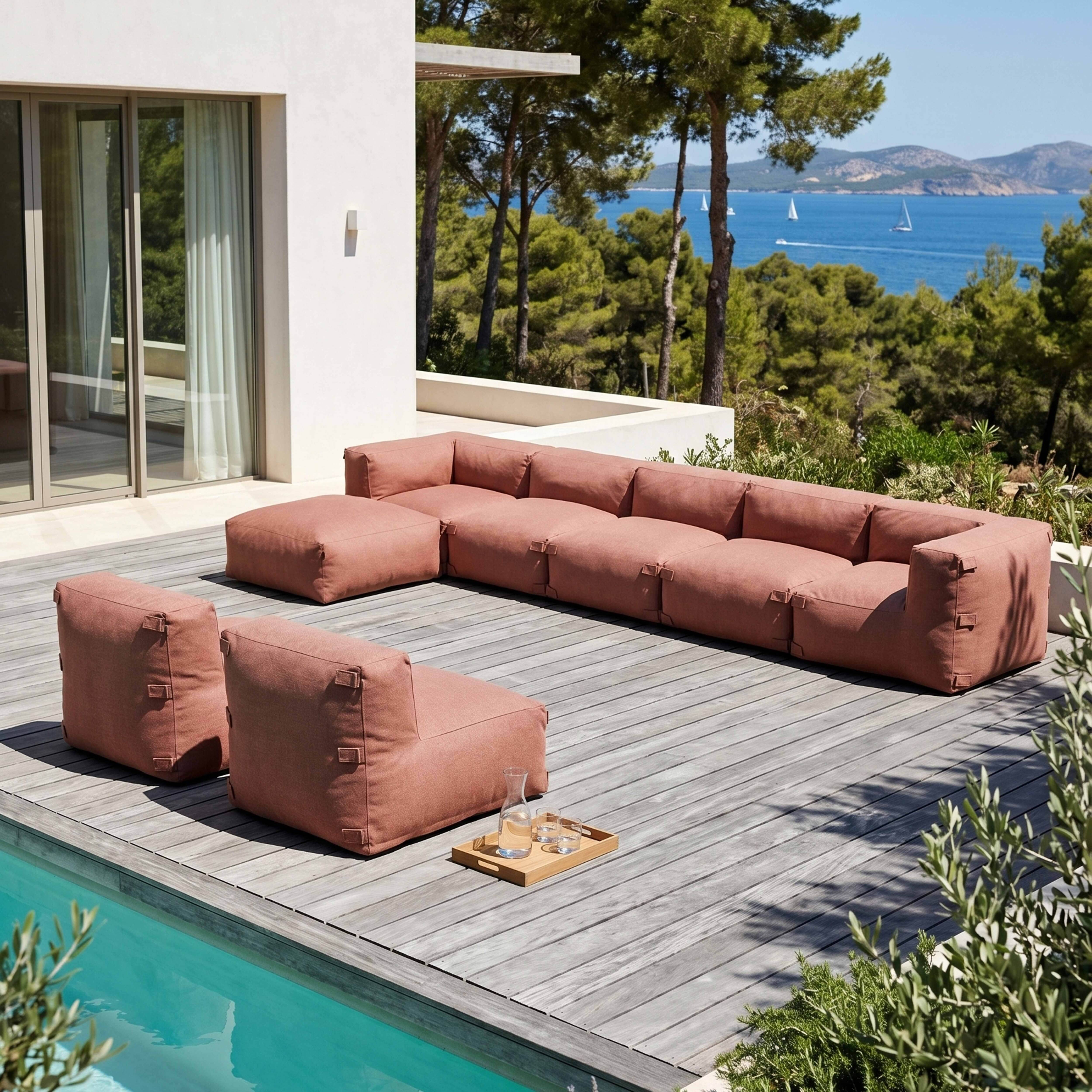 Oviala - Canapé d'angle de jardin modulable 8 places terracotta Mixi - Oviala - Imagen 1