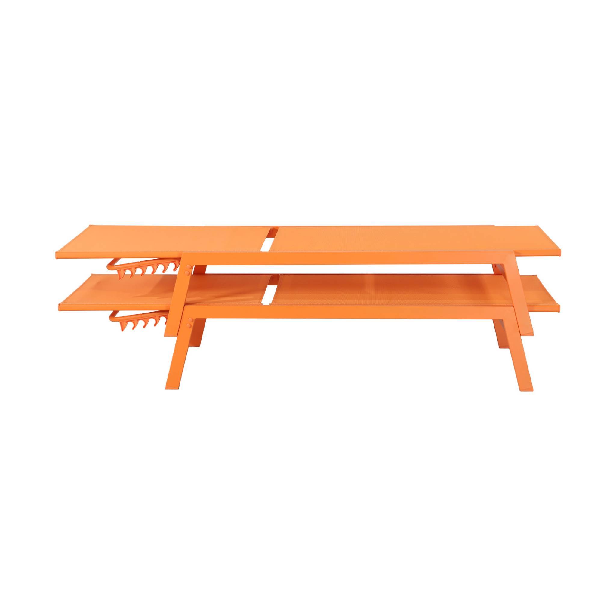 sweeek - Lot de 2 transats. 5 positions. en textilène orange et métal L155 x P59 x H106cm | sweeek - Image 7