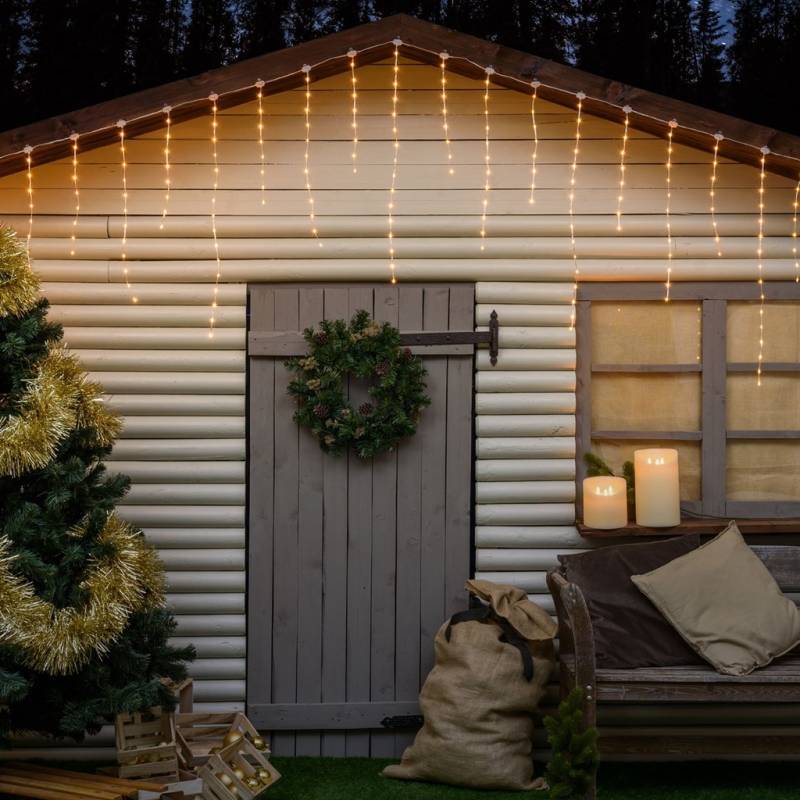 Lotti - Guirlande stalactites chute de neige 3m H80cm 220 LED gouttes ambré câble transparent Lotti - Imagen 6