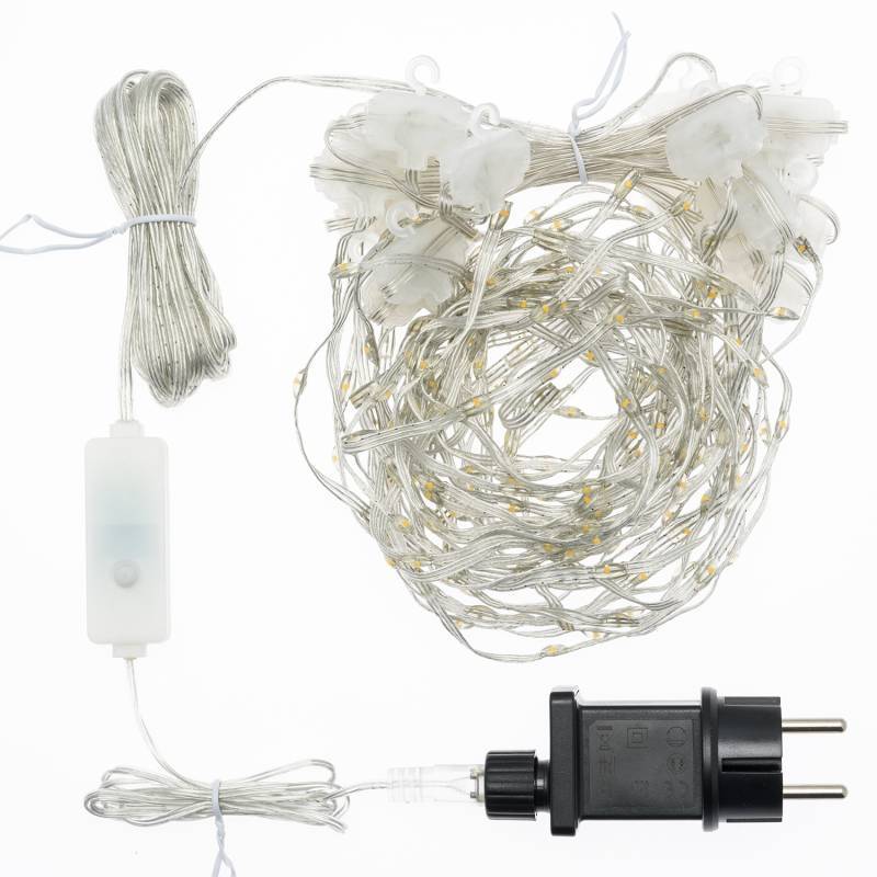Lotti - Guirlande stalactites chute de neige 3m H80cm 220 LED gouttes ambré câble transparent Lotti - Imagen 3