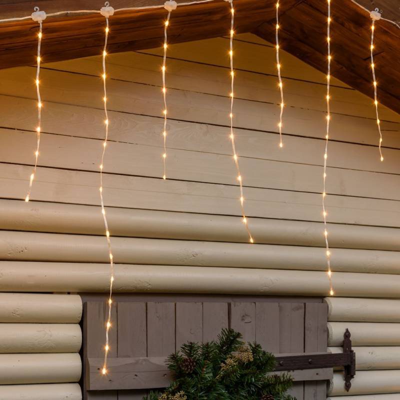 Lotti - Guirlande stalactites chute de neige 3m H80cm 220 LED gouttes ambré câble transparent Lotti - Imagen 5