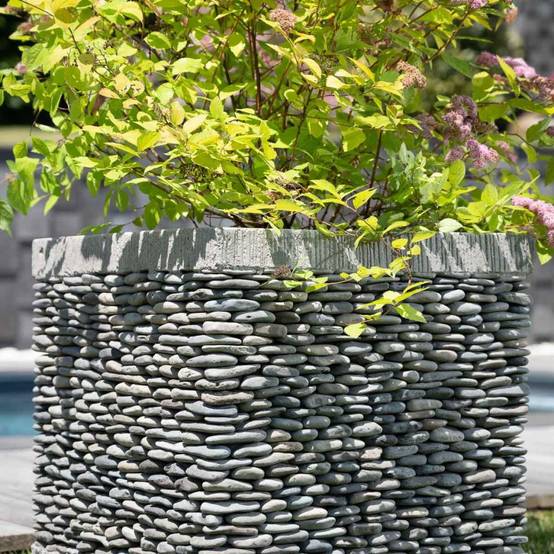 Wanda COLLECTION - Pot bac jardinière carré cube galet 50cm jardin zen terasse - Image 5