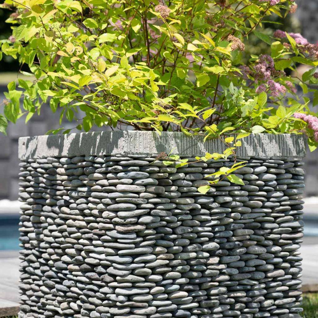 Wanda COLLECTION - Pot bac jardinière carré cube galet 50cm jardin zen terasse - Image 5