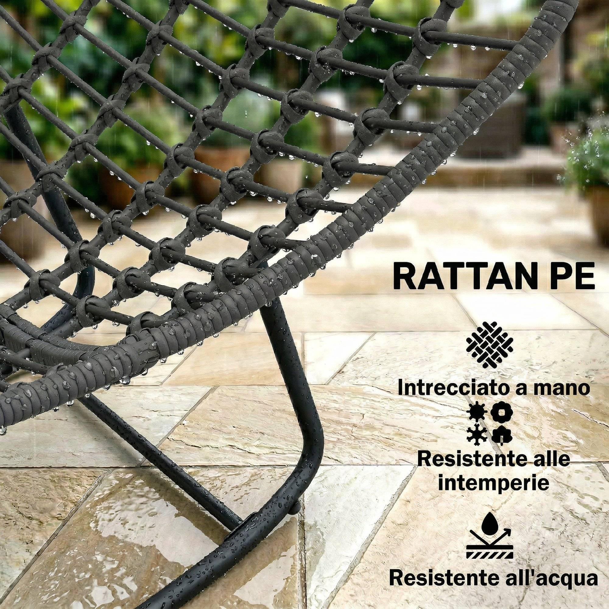 Fauteuil à bascule Résine tressée Jardin Chaise relax avec coussin 110x87x70cm Gris foncé - ComfortXL Outdoor Living - Image 7