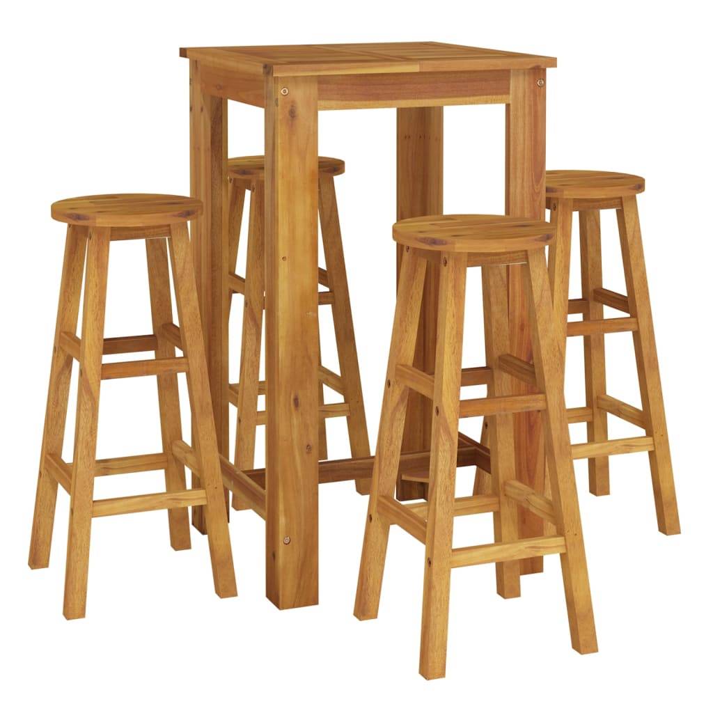 Maison Chic - Ensemble de 5 pcs bar de jardin - Mobilier d'extérieur - Mobilier de jardin bois d'acacia solide-JU2208 - Image 3
