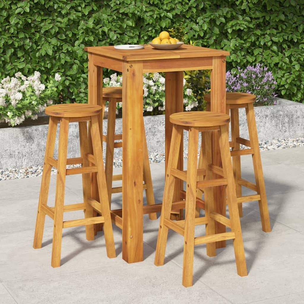 Maison Chic - Ensemble de 5 pcs bar de jardin - Mobilier d'extérieur - Mobilier de jardin bois d'acacia solide-JU2208 - Image 2
