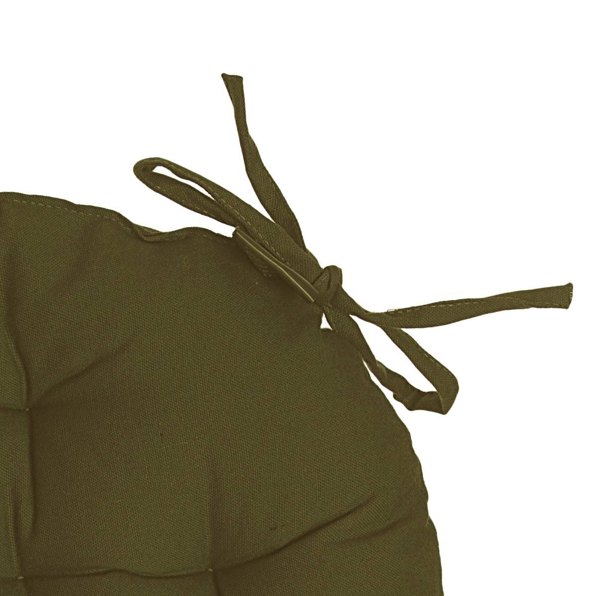 Atmosphera - Lot de 4 Galettes de chaise en Coton Vert kaki D 38 cm - Imagen 2