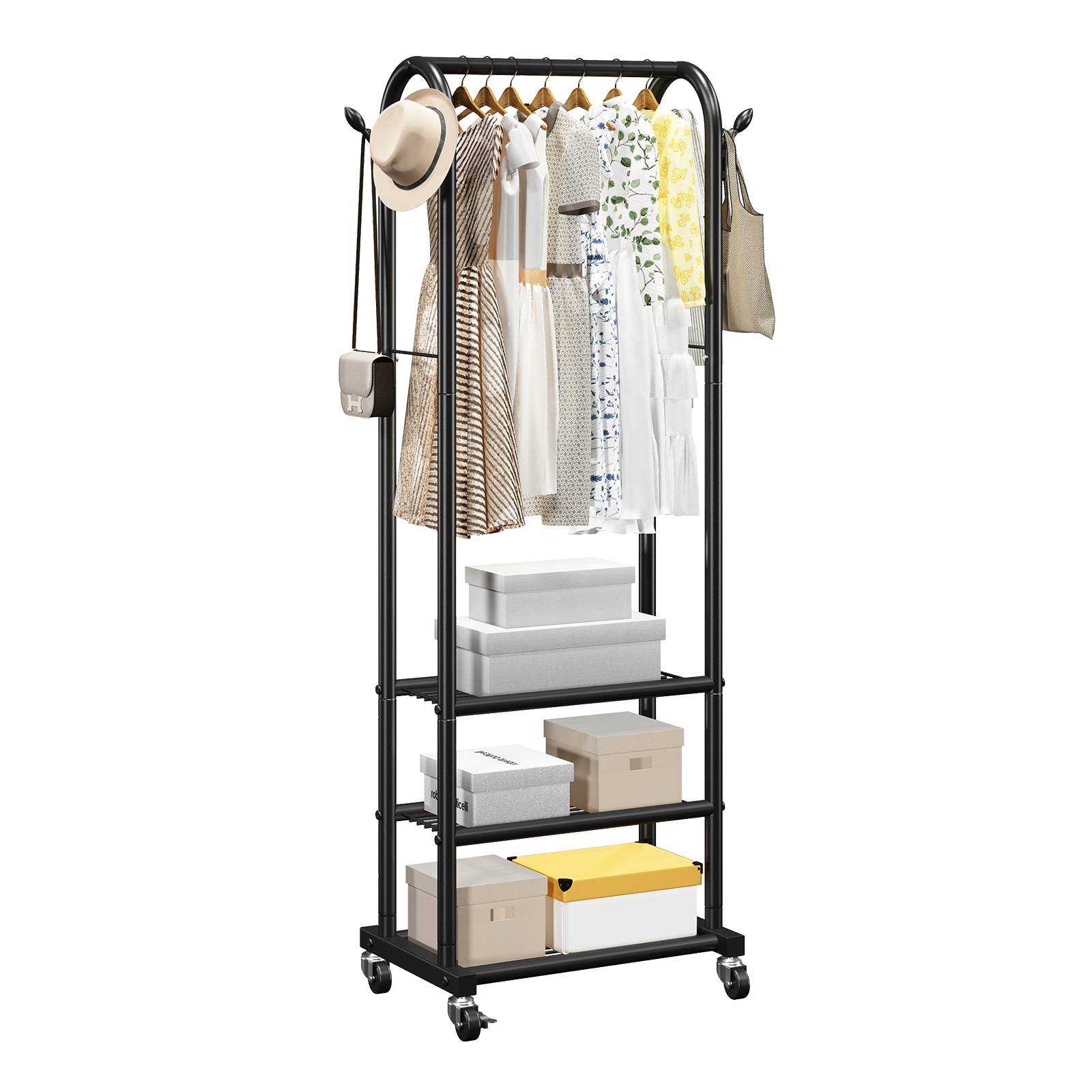 VEVOR Portant à vêtements sur roulettes charge de 45 kg 3 étagères de rangement - Image 1