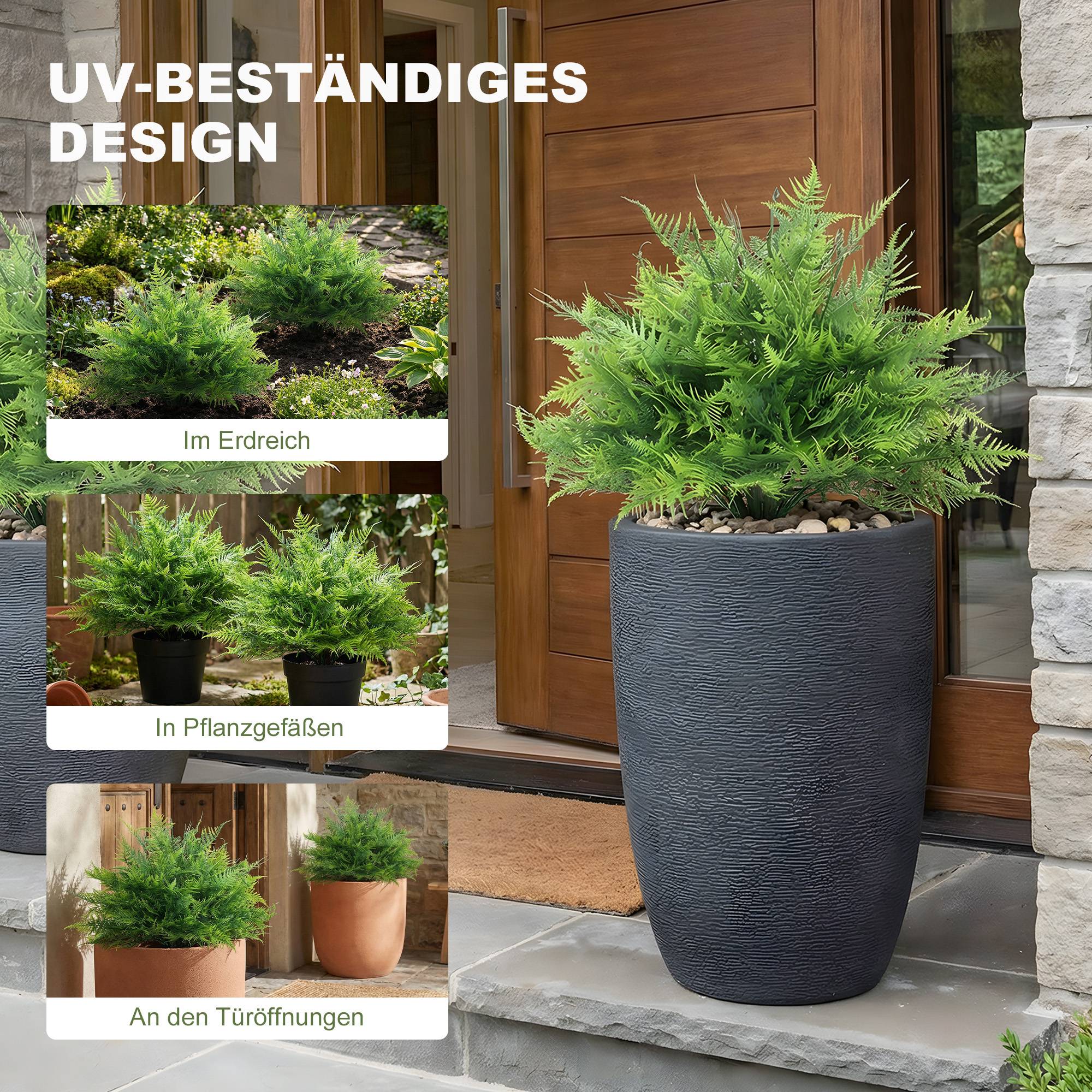 Fougère Boston Artificielle Lot 2 PE et Aluminium Jardin Balcon Décoration Durable 60cm Vert - ComfortXL Outdoor Living - Image 6
