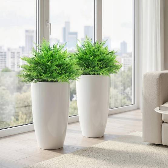 Fougère Boston Artificielle Lot 2 PE et Aluminium Jardin Balcon Décoration Durable 60cm Vert - ComfortXL Outdoor Living - Image 9