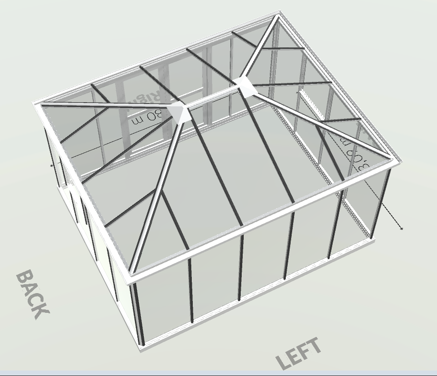 10m²  -  Serre en polycarbonate 8 mm alvéolés  - Euro Pyra Stretched - Laquée - 10m² - vert mousse - L'atelier Des Serres - Imagen 5