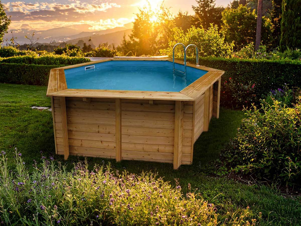 Ubbink - Piscine bois Azura 4,10 x 1,20 m - Liner bleu + Bâche à bulles - Ubbink - Imagen 2