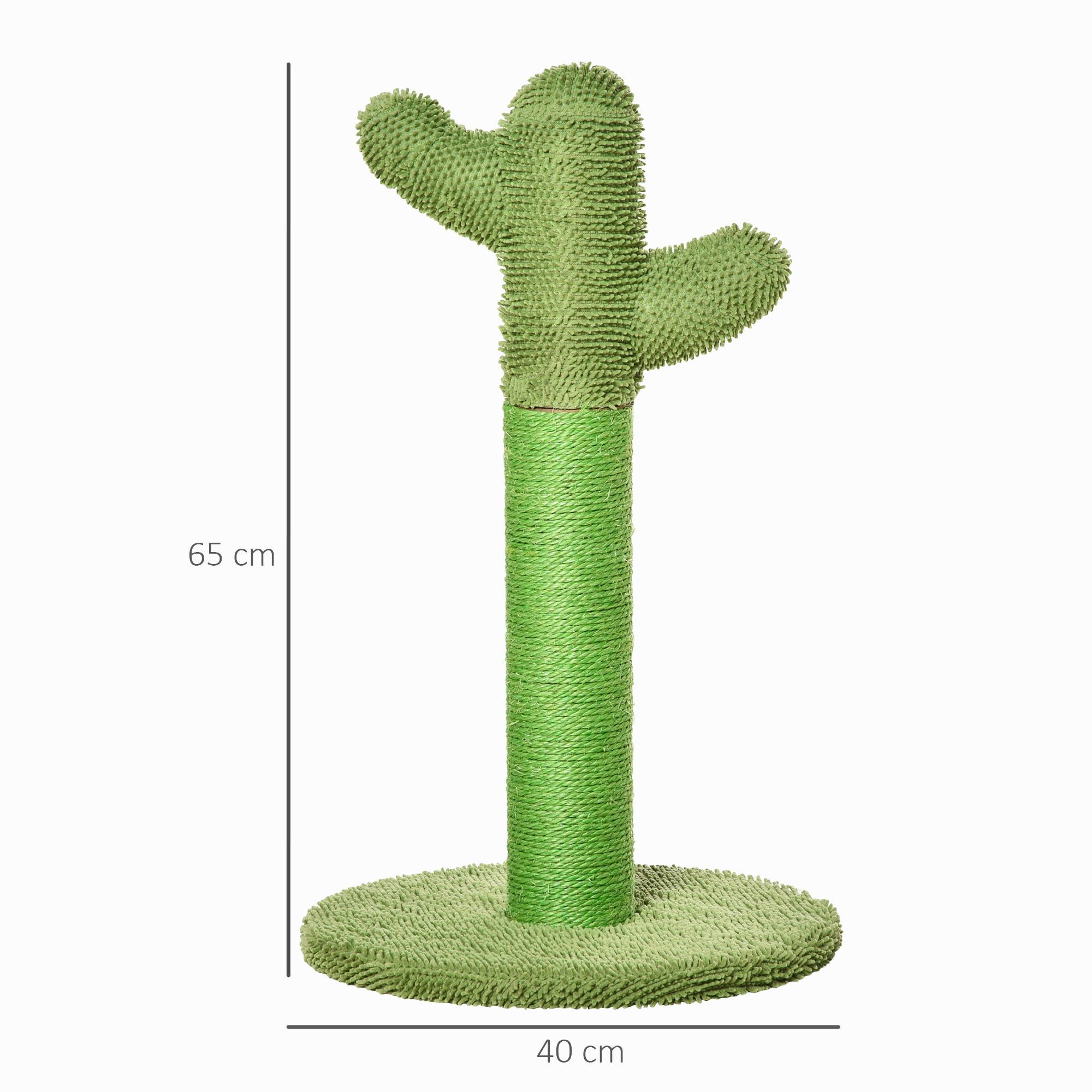 Arbre chat griffoir cactus sisal intérieur base jouet balles 40x40x65 cm vert - ComfortXL Outdoor Living - Image 5