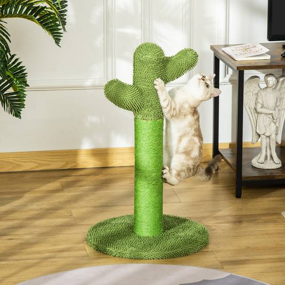 Arbre chat griffoir cactus sisal intérieur base jouet balles 40x40x65 cm vert - ComfortXL Outdoor Living - Image 3