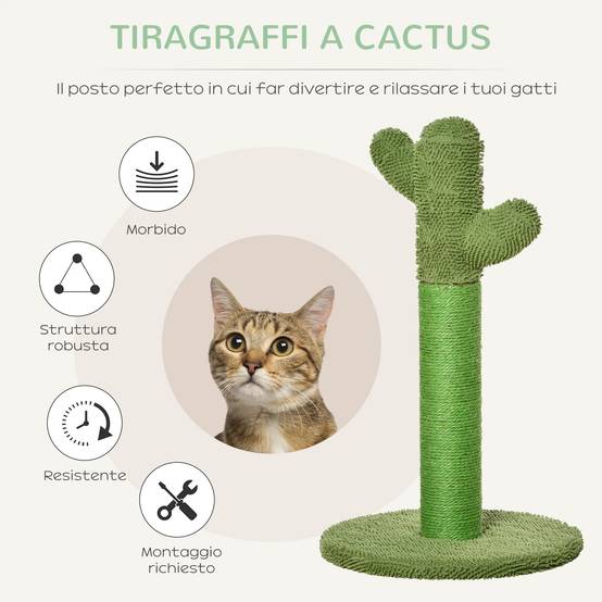 Arbre chat griffoir cactus sisal intérieur base jouet balles 40x40x65 cm vert - ComfortXL Outdoor Living - Image 6