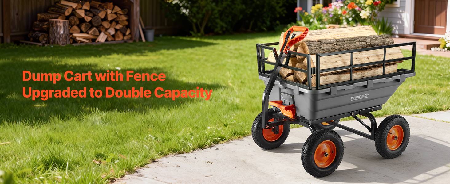 Vevor - Chariot basculant de jardin VEVOR 1500 lb, 15 pi³, en polyéthylène avec poignée 2 en 1 - Image 9