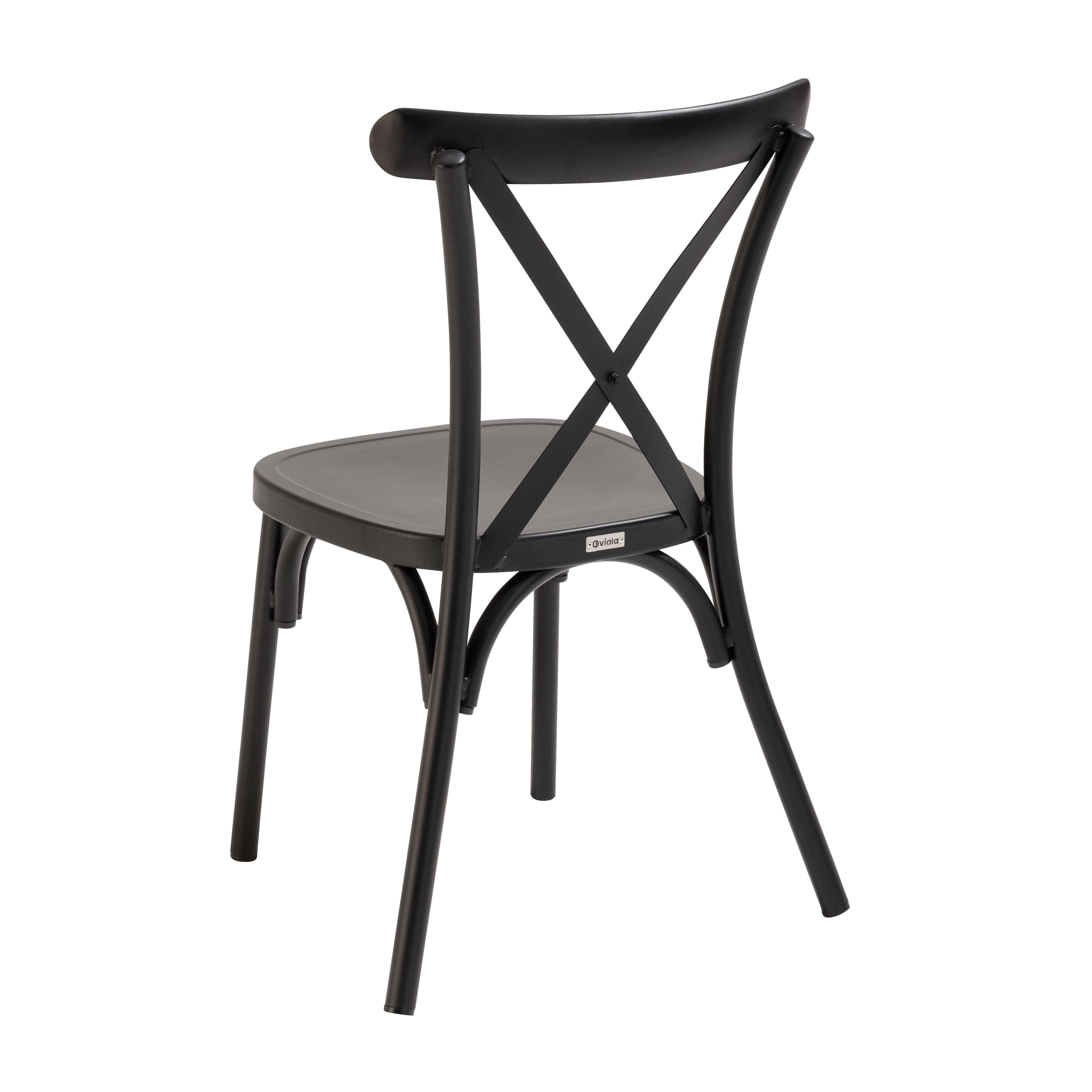 Oviala - Chaise de terrasse noire en aluminium effet bois Sintra - Oviala - Image 5