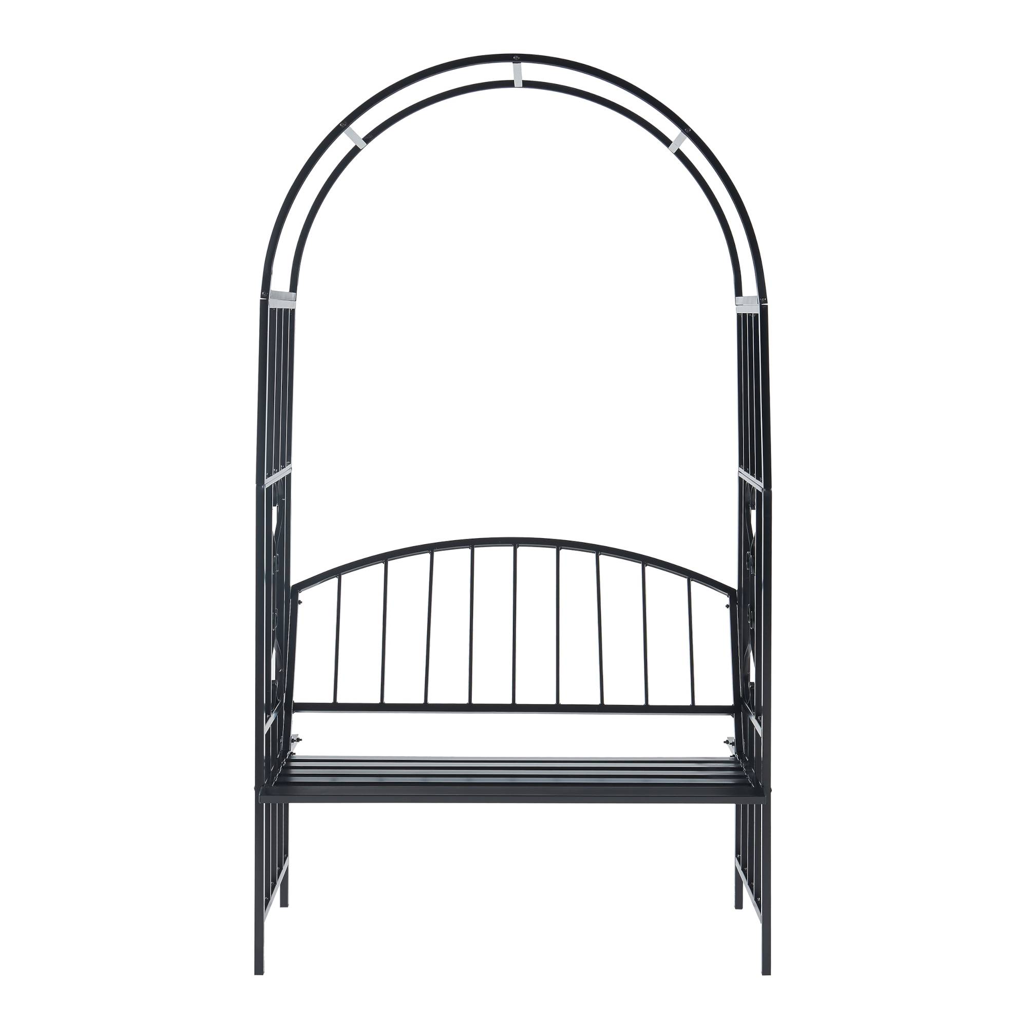 Casa.Pro - Banc avec arche à rosiers Barile acier 205 x 114 x 55 cm noir casa.pro - Image 3