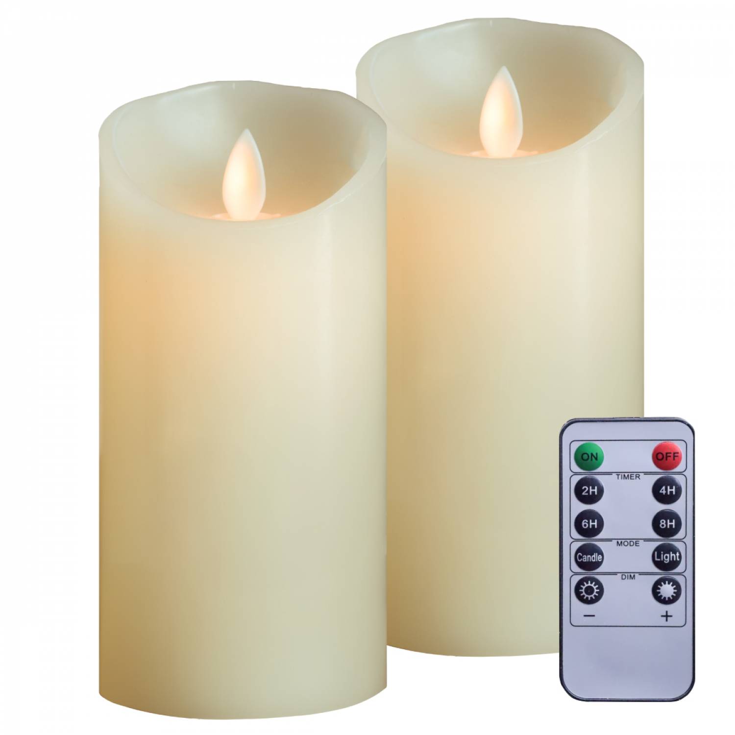 Lot de 2 bougies à LED 15 cm en cire avec télécommande, flamme vacillante - Vivezen - Imagen 1