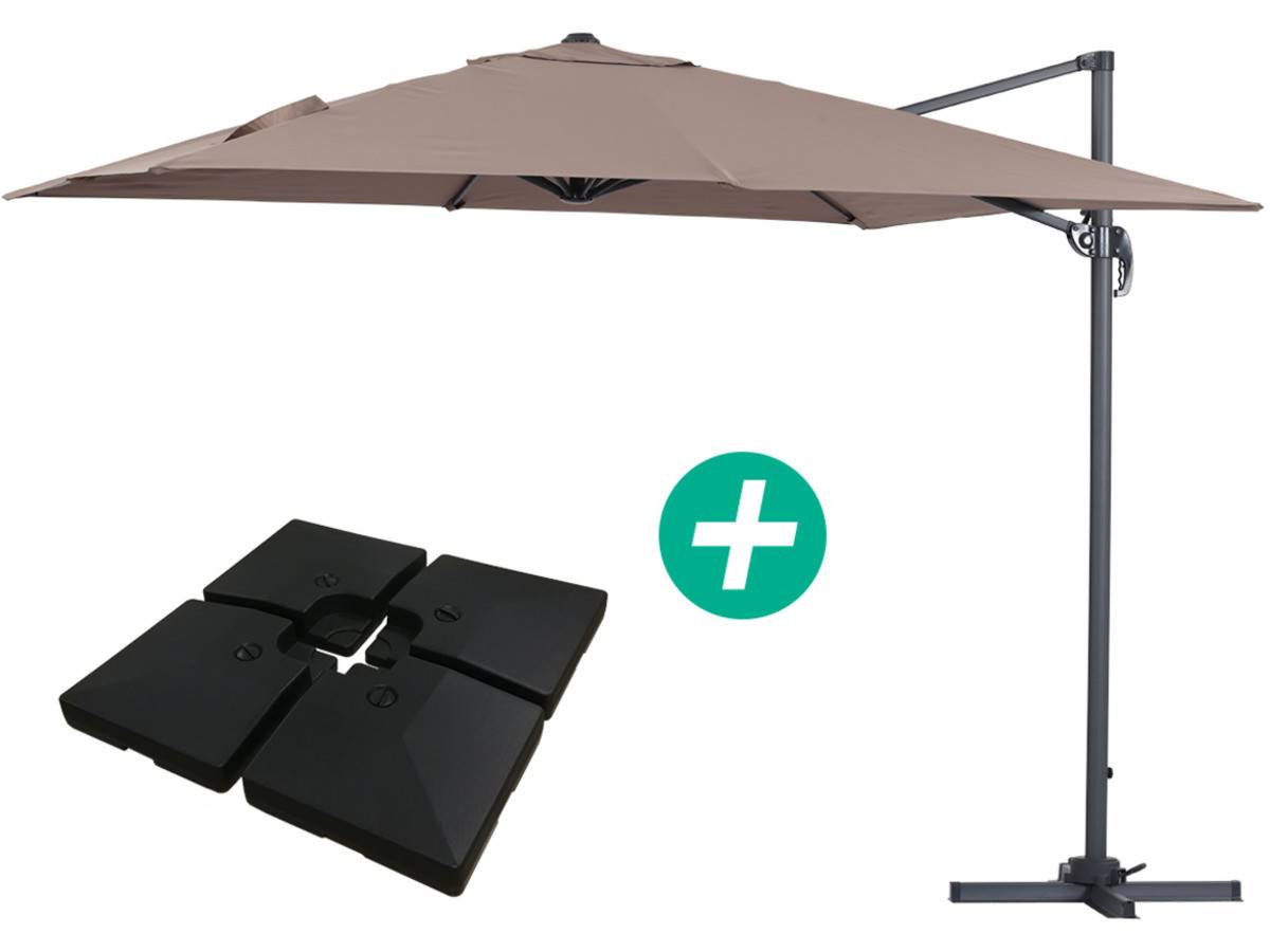 Habitat Et Jardin - Parasol Jardin Déporté Alu "sun 3" - Carré - 3 X 3 M - Taupe - Dalles Incluses -habitat Et Jardin - Imagen 1
