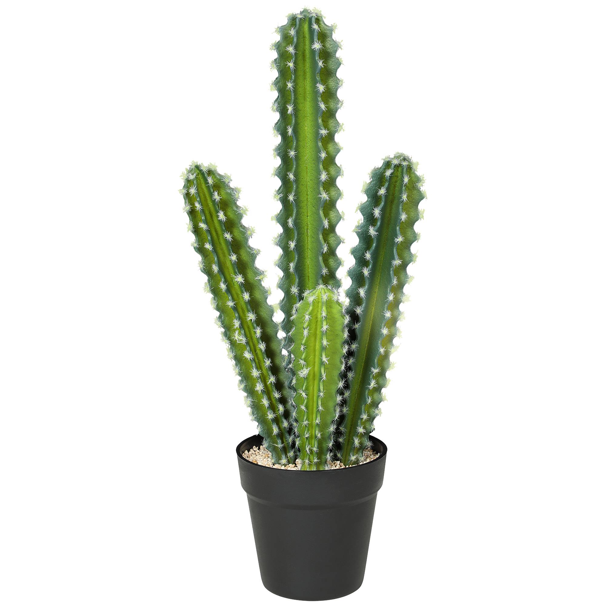 Plante artificielle petit cactus plastique pot décoratif bureau sans eau 53cm vert - ComfortXL Outdoor Living - Image 1