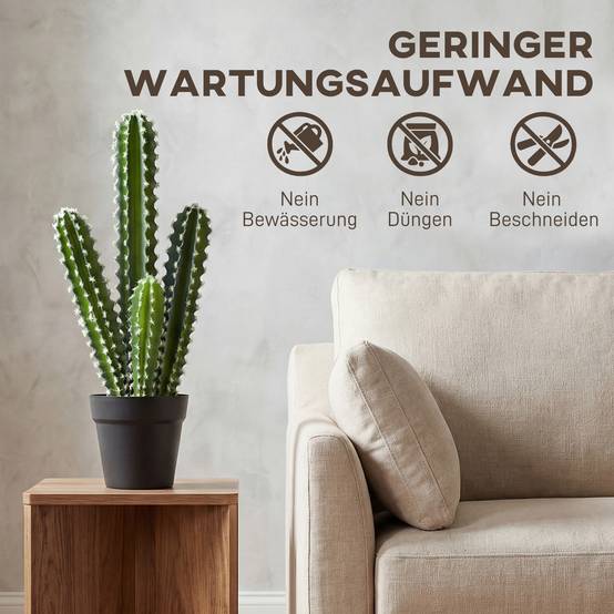 Plante artificielle petit cactus plastique pot décoratif bureau sans eau 53cm vert - ComfortXL Outdoor Living - Image 7