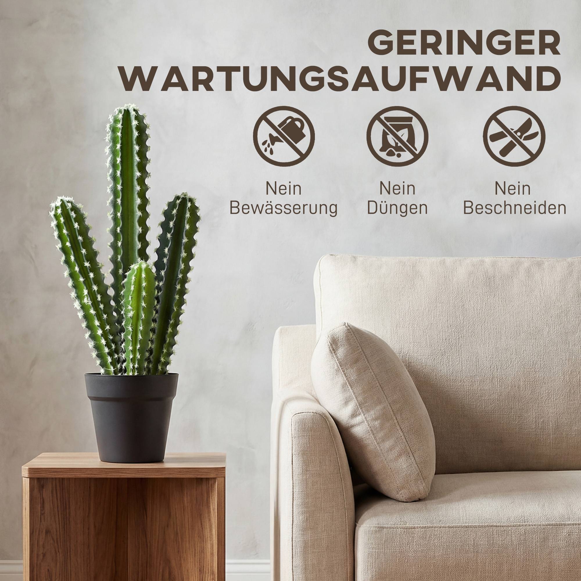 Plante artificielle petit cactus plastique pot décoratif bureau sans eau 53cm vert - ComfortXL Outdoor Living - Image 7