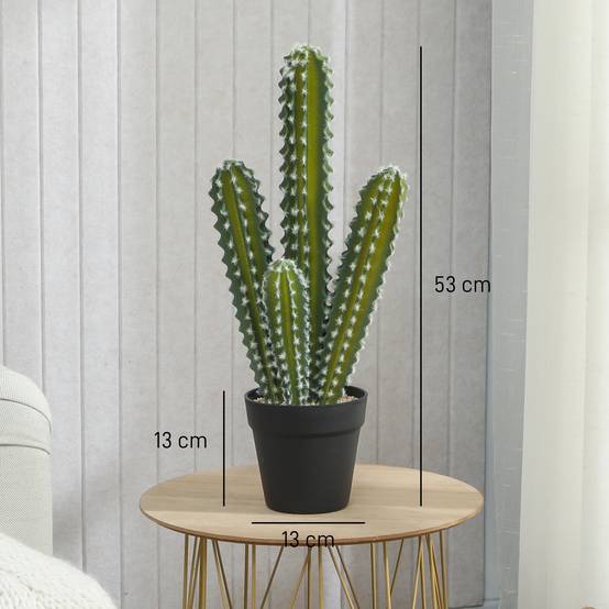 Plante artificielle petit cactus plastique pot décoratif bureau sans eau 53cm vert - ComfortXL Outdoor Living - Image 5