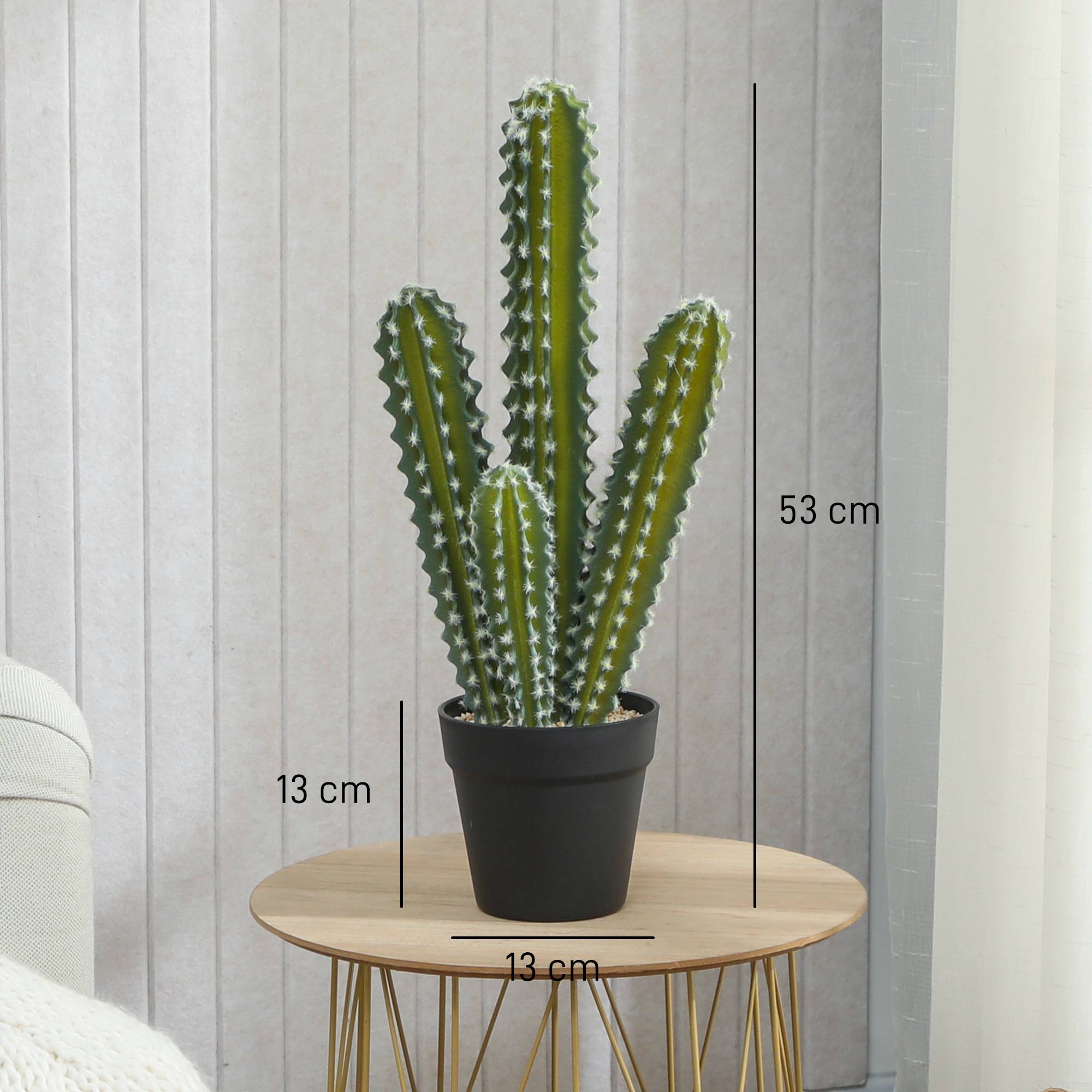 Plante artificielle petit cactus plastique pot décoratif bureau sans eau 53cm vert - ComfortXL Outdoor Living - Image 5