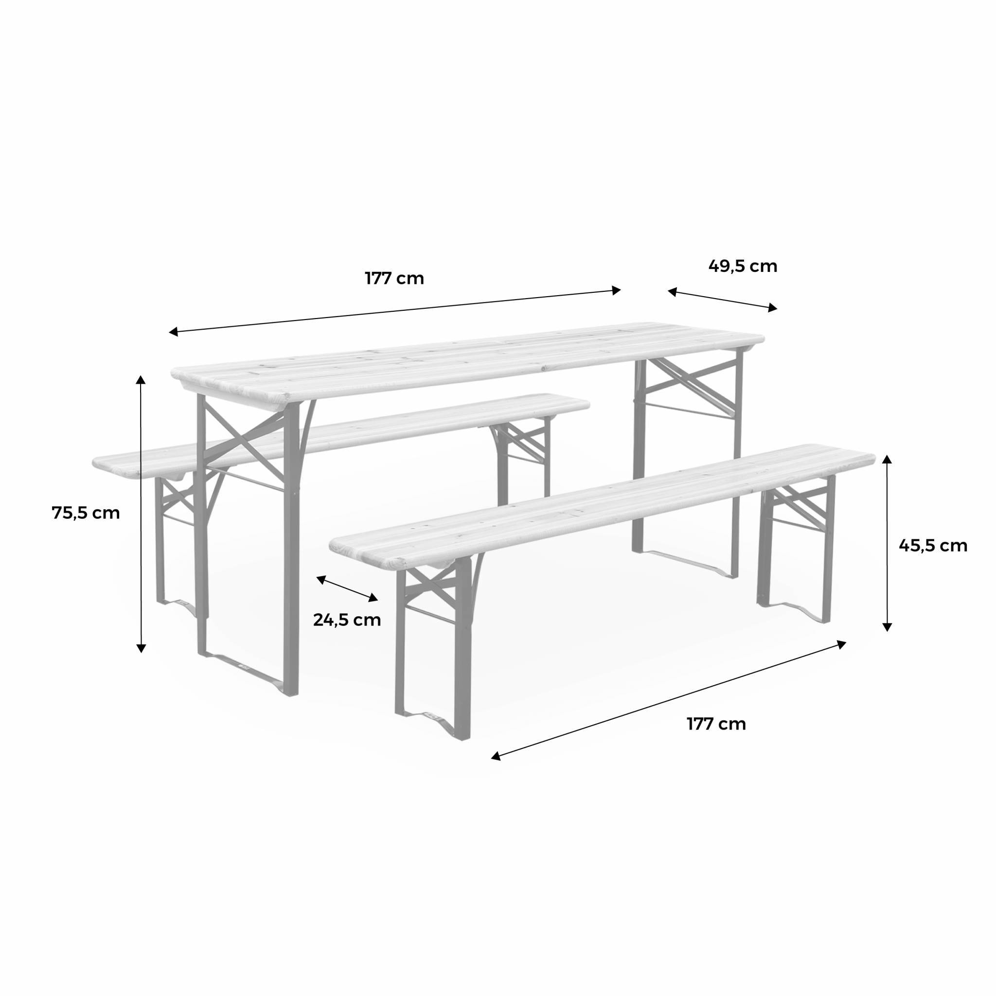 sweeek - Table de jardin pliante bois de sapin + 2 bancs BAYONNE – Esprit brasserie. pliable. 6 personnes | sweeek - Image 4
