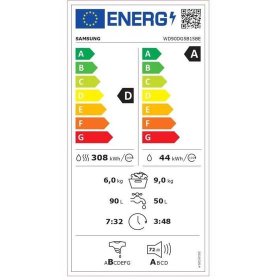 Lave-linge séchant 9/6 kg Samsung WD90DG5B15BE, AI ecobubble, vapeur, anti-microplastiques - SAMSUNG - Image 4