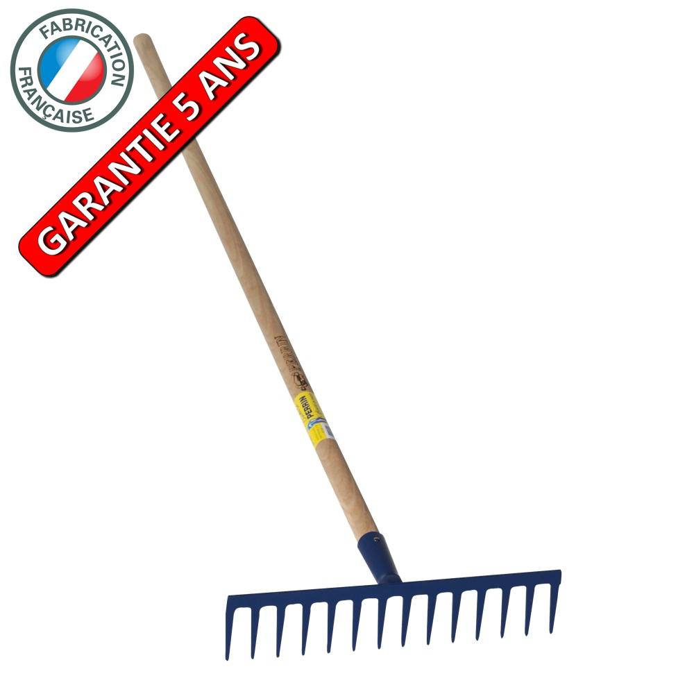Outils Perrin - Râteau 16 dents droites soudées manche 1,5m, outil trempé haute résistance, jardin,potager Outils Perrin