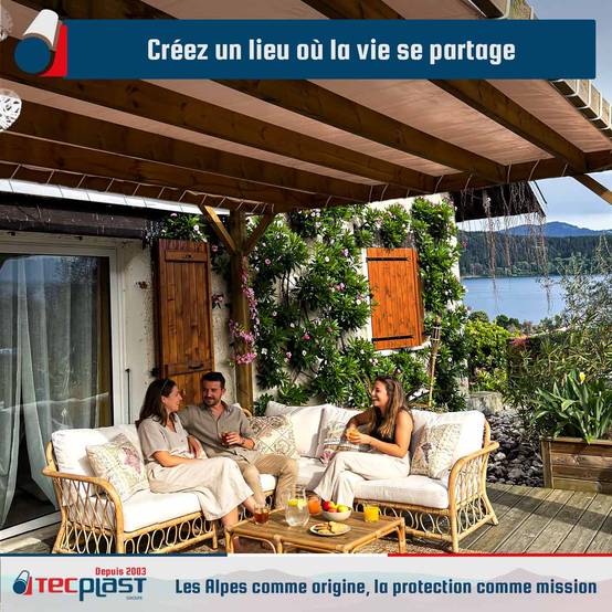Toile Pergola Taupe 5x6 m LP640PR - Garantie 8 ans - Bâche Pergola ou Tonnelle étanche en PVC pour terrasse TECPLAST - Imagen 3