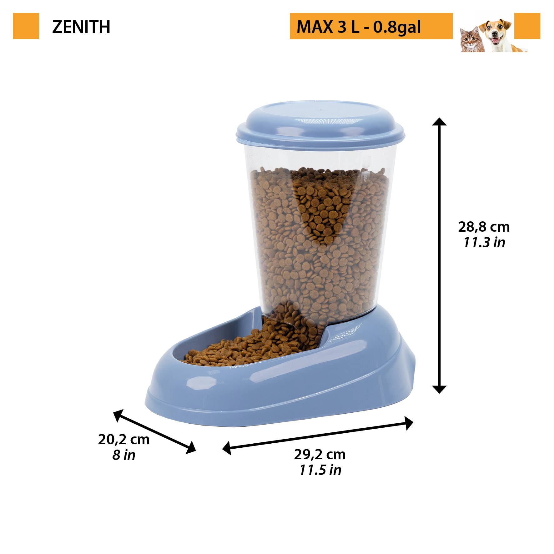 Ferplast - Ferplast Distributeur de croquettes pour chiens et chats ZENITH, 3 litres, Distributeur de croquettes pour animaux, fond antidérapant, 20,2 x 29,2 x h - Imagen 2