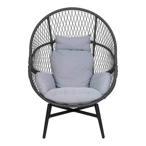 Fauteuil Lounge de Jardin Forme Oeuf en Métal Noir et Polyrotin - EGGYN - Image 3