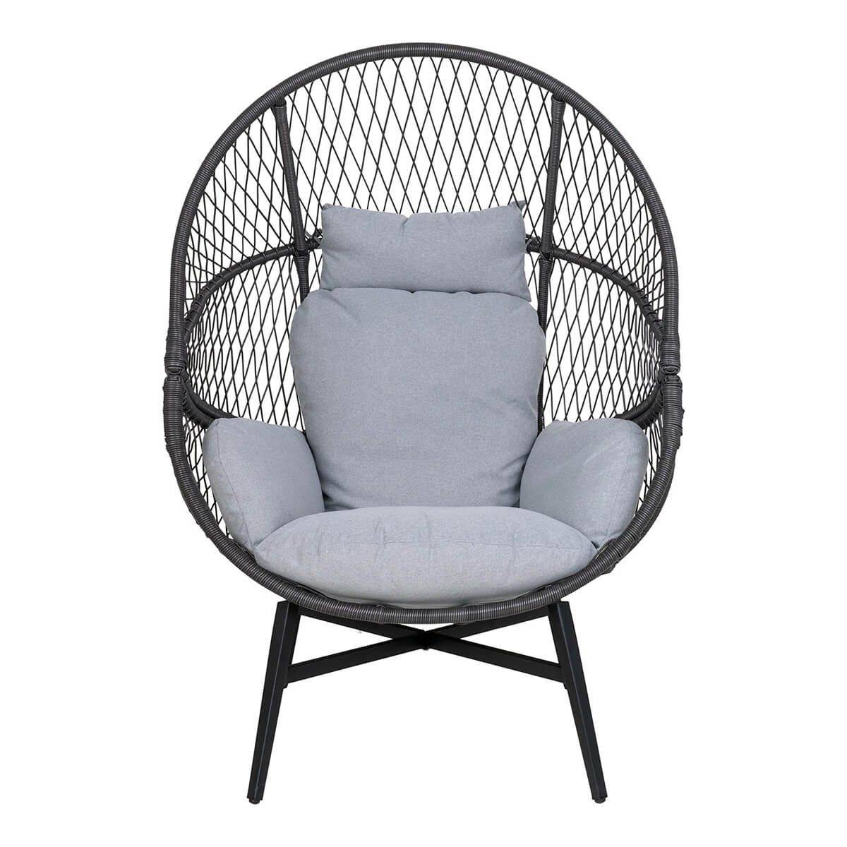 Fauteuil Lounge de Jardin Forme Oeuf en Métal Noir et Polyrotin - EGGYN - Image 3